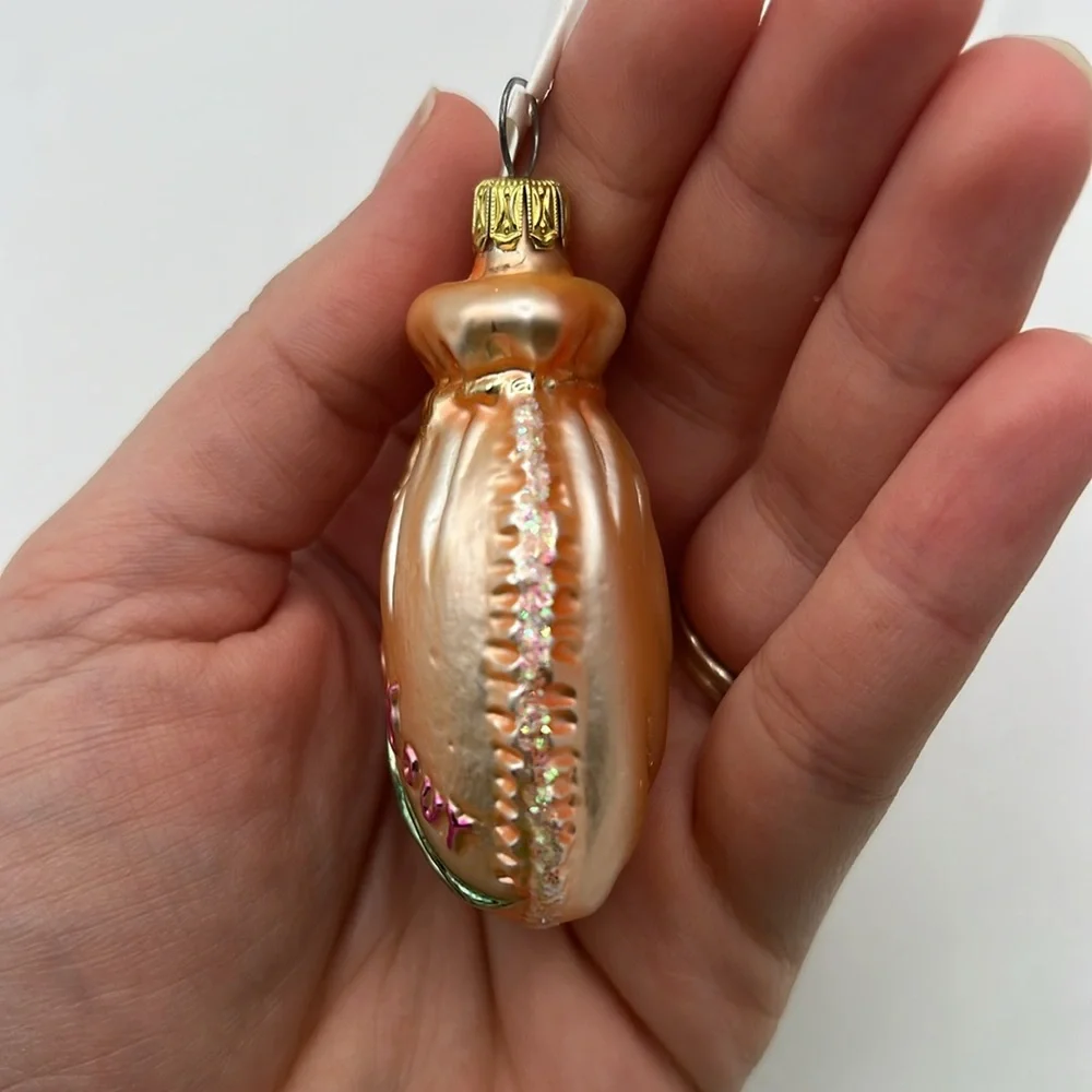 Rare Christopher Radko Glass Ornament Collectible Pompadour Purse Bag Flowers